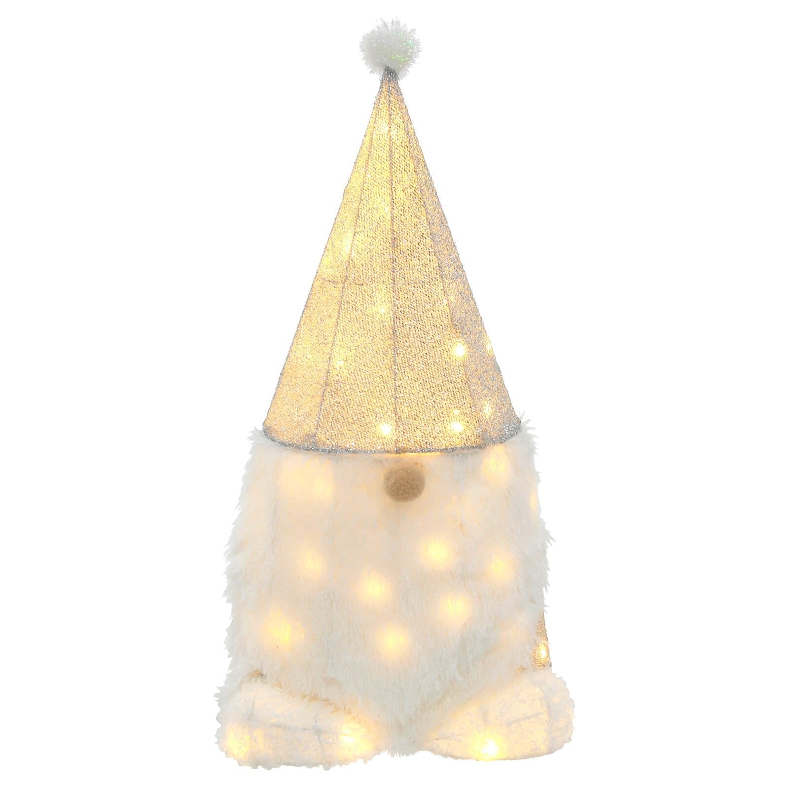 Mr Crimbo Light Up Gonk Christmas Decoration Silver Tinsel Hat 69cm - MrCrimbo.co.uk -XS7542 - -christmas ornament